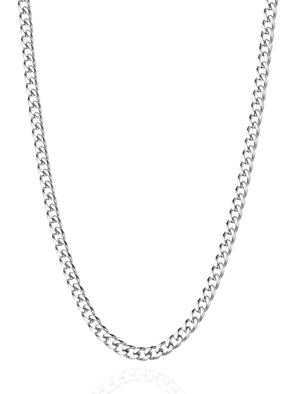 3.5mm/5mm Silver Stainless Steel Cuban Link Chain Necklace Jewelry for Men, 18-2